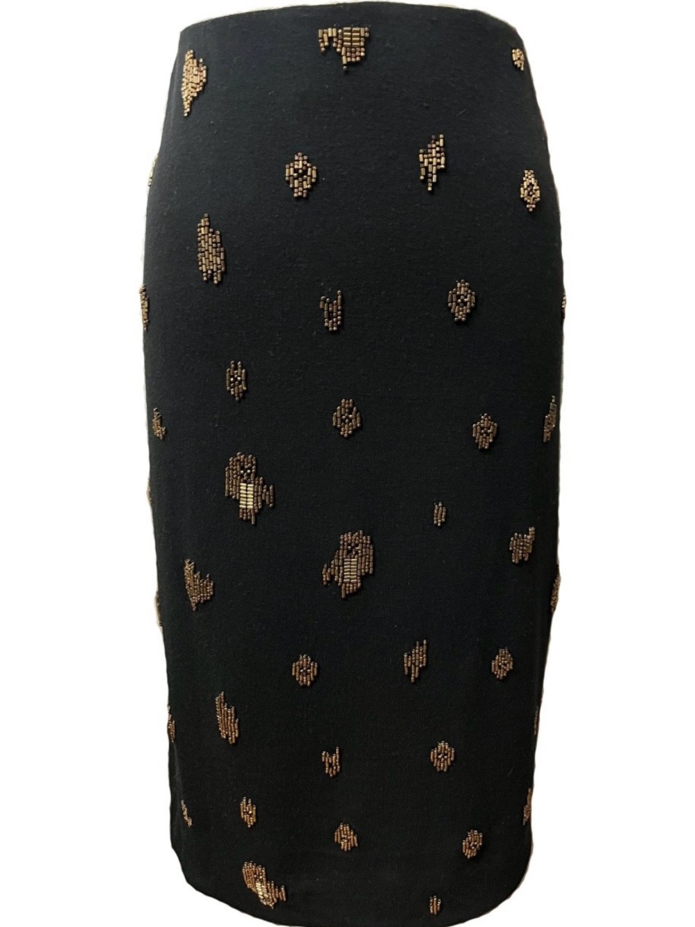 Donna Karan Black Pencil Skirt with Gold Sequin Motifs